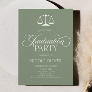 Invitation Sage Green Minimaliste Avocat Échelle Graduation