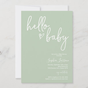 Invitation Sage Green minimaliste Baby shower moderne Boho