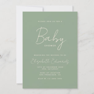 Invitation Sage Green Minimaliste Baby shower neutre pour les