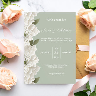 Invitation Sage Green Modern Luxury Floral Wedding