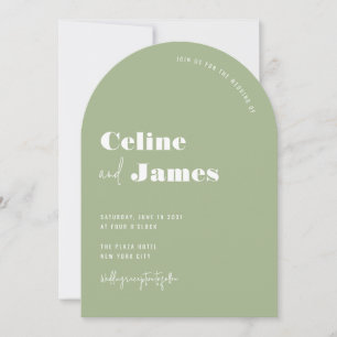 Invitation Sage Green Moderne Big Names Mariage Arch