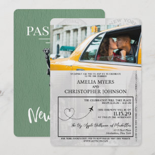 Invitation Sage Green New York City Passport Mariage