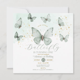 Invitation Sage Green Notre petit papillon tourne un