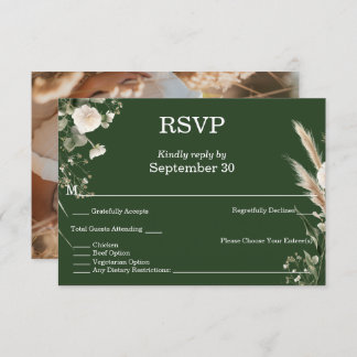 Invitation Sage Green & Pampas Boho RSVP