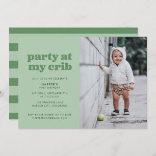 Invitation Sage Green Party à My Crib 1er anniversaire