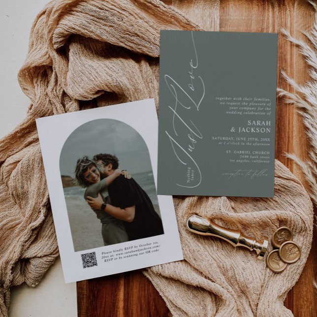 Invitation Sage Green QR Code Rien De Fancy Just Love Mariage (Créateur téléchargé)