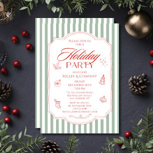 Invitation Sage Green Red Fête de Noël d'entreprise