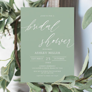 Invitation Sage Green Rustic Elégant Bridal Showweuse Invitat