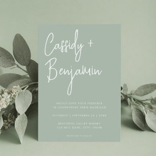 Invitation Sage Green Script minimaliste Mariage moderne