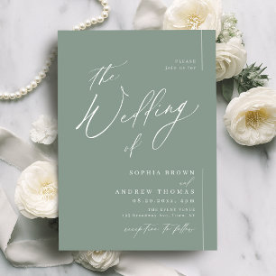 Invitation Sage Green script moderne minimaliste mariage
