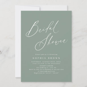 Invitation Sage Green script moderne minimum douche nuptiale