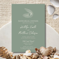 Sage Green Seashell Beach Ocean Rehearer Dîner