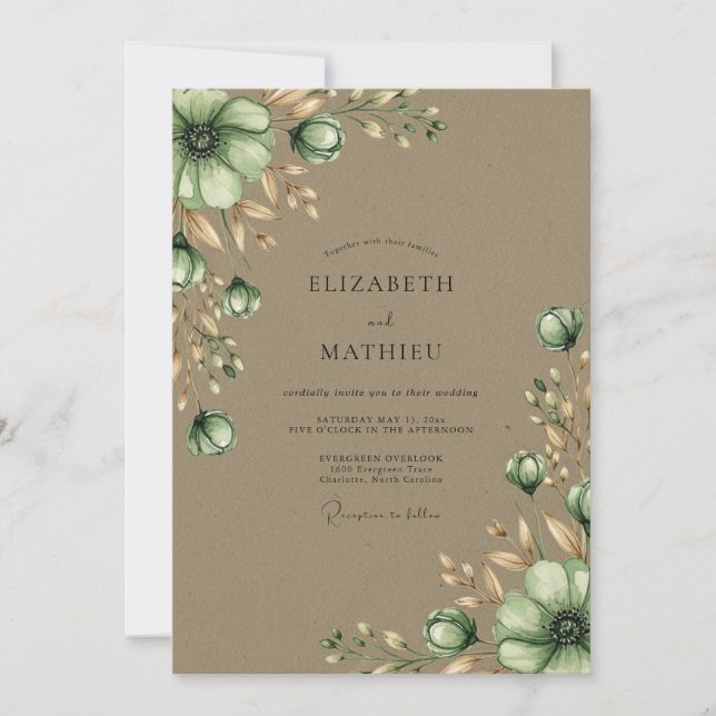 Invitation Sage Green Serene Harvest Wedding (Devant)