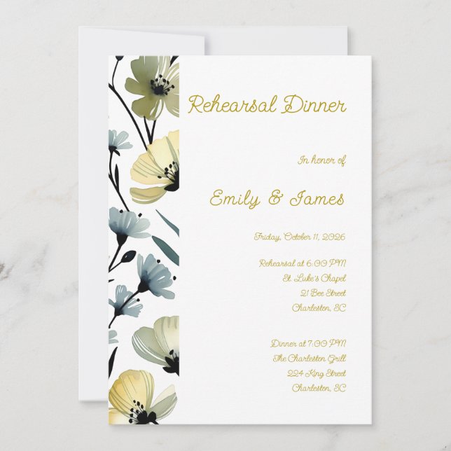 Invitation Sage Green & Soft Yellow Botanical Wedding (Devant)