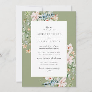 Invitation Sage Green Spring Aquarelle Florale Dusty Mariage