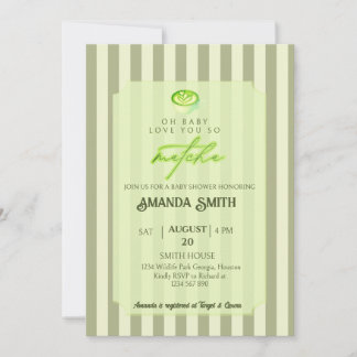 Invitation Sage Green Stripes Love You So Matcha Baby Shower