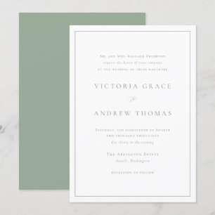 Invitation Sage Green Typographie simple Mariage officiel
