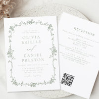Sage Green Victorian French QR Code Mariage