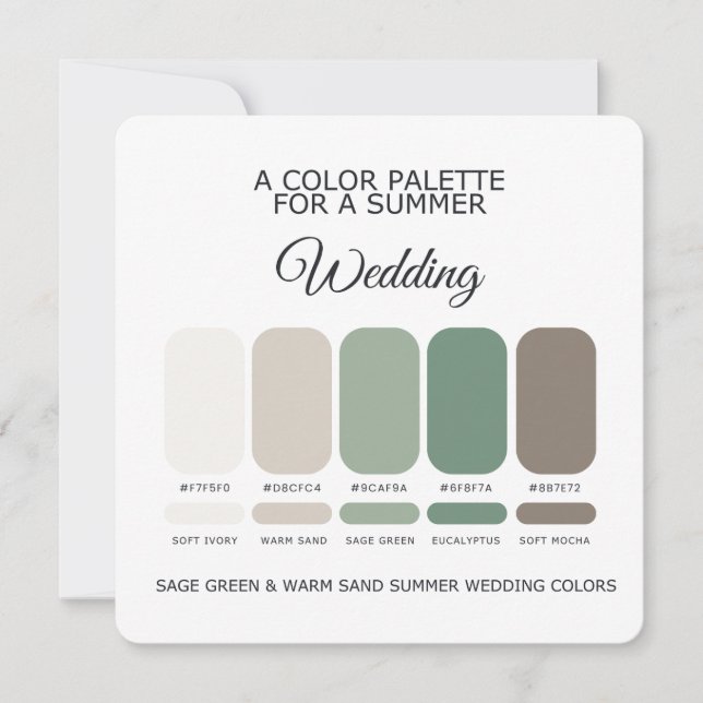 Invitation Sage Green & Warm Sand Summer Wedding Palette Card (Devant)