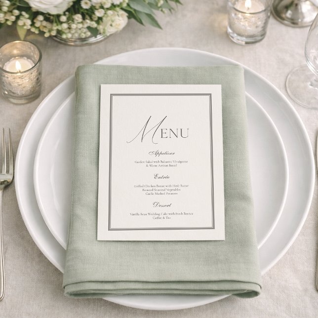 Invitation Sage Green Wedding Menu | Elegant Ivory Floral  (Créateur téléchargé)