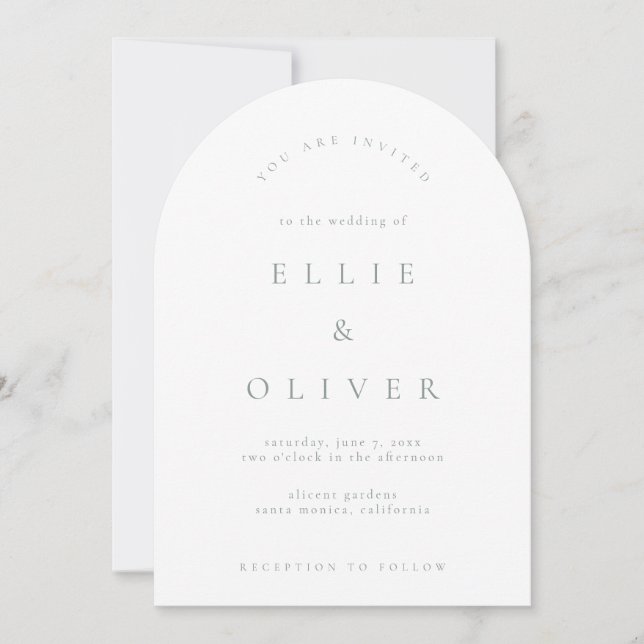 Invitation Sage Green & White Boho Arch Mariage moderne (Devant)