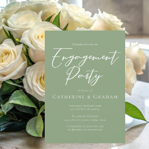 Invitation Sage Green White Typographie