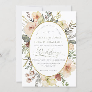 Invitation Sage Green Winter Gold Botanogramme Mariage