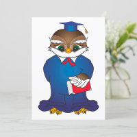 Sage Hibou Diplômé Mignon Oiseau Érudit
