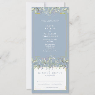 Invitation Sage Lilac Foliage Dusty Bleu Tout En Un Mariage