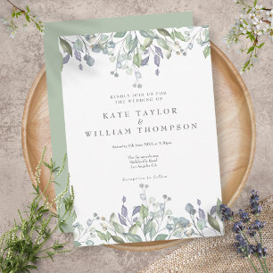 Invitation Sage Lilac Verdure Aquarelle Mariage Floral