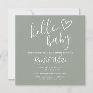 Invitation Sage Neutre Vert Tout en un Hello Baby shower