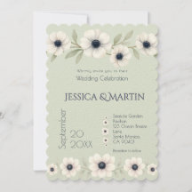 Sage Pastel Blue Ivory Anemone Mariage intemporel