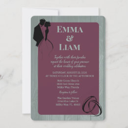 Invitation Sage Plum Rustique Multi-Couleur Mariage en silhou