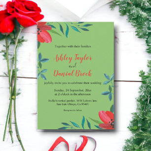 Invitation Sage romantique Rose rouge Boho été Mariage floral