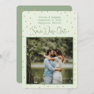 Invitation Sage Tiny Hearts Photo Save the Dates