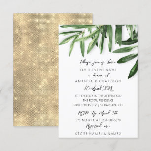 Invitation Sage Tropical Élégant Vert Menthe Or Blanc