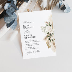 Invitation Sage Vert Aquarelle Pampas Mariage Floral