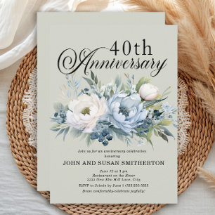 Invitation Sage vert bleu poussiéreux 40e anniversaire