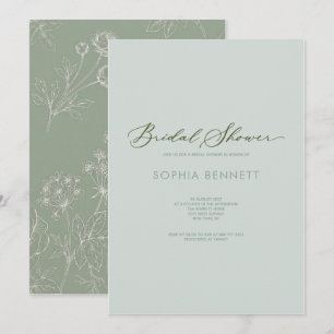 Invitation sage vert chinoiserie florale française pour une b