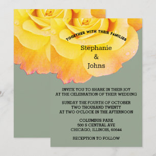 Invitation Sage Vert Floral Orange Jaune Rose Boho Mariage