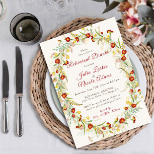 Invitation Sage Vert Jaune Fleur Sauvage Dîner de Répétition