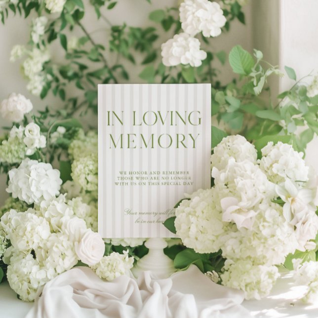 Invitation Sage Vert & Mariage Beige En Symbole Mémoire Amour (Sage Green & Beige Wedding In Loving Memory Sign)