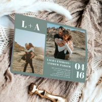 Sage vert minimaliste initiales 2 photos mariage