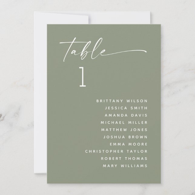 Invitation Sage vert minimaliste mariage d'été (Devant)