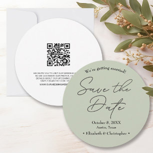Invitation Sage vert minimum mariage Enregistrer la date