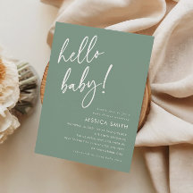 Sage Vert Moderne Boho Bienvenue Bébé Shower