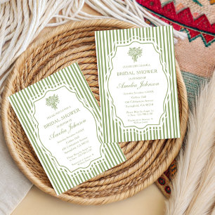 Invitation Sage Vert Rayure Bohème Floral Baby Shower de Mari