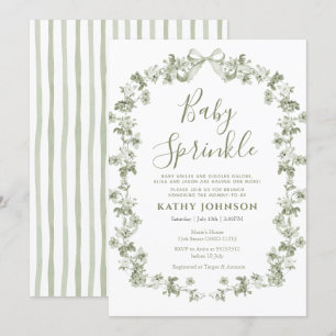 Invitation Sage Vintage Coquette Floral Baby Sprinkl