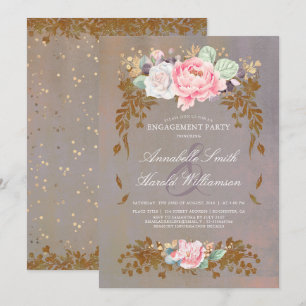 Invitation Sage Violet Or Blush Floral Engagement Party