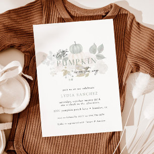 Invitation Sage & White - Petit Baby shower d'automne Citroui